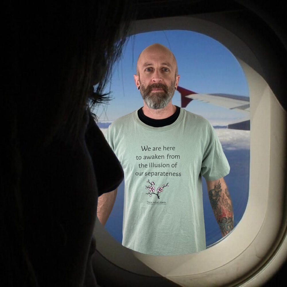 “WE Are Here to Awaken from the Illusion of Separateness” Distressed T-Shirt - Picture 2 of 8
